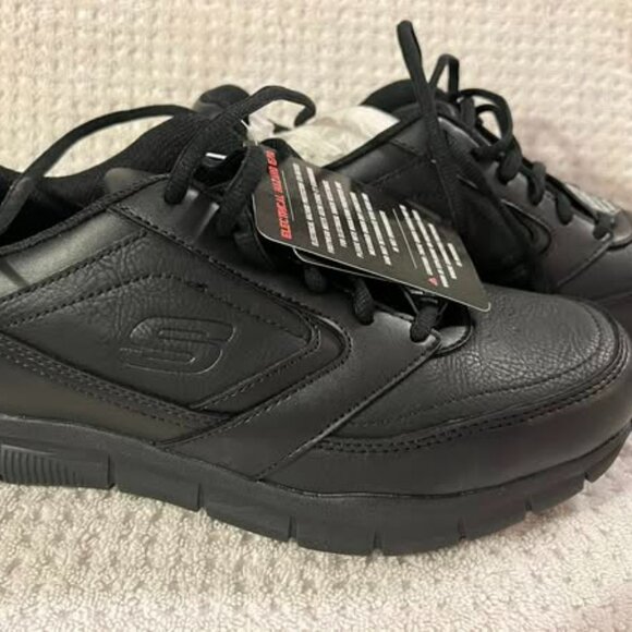 Size 9.5 - NIB - Skechers - Black Relaxed Fit - Memory Foam Work Shoes - Picture 3 of 5